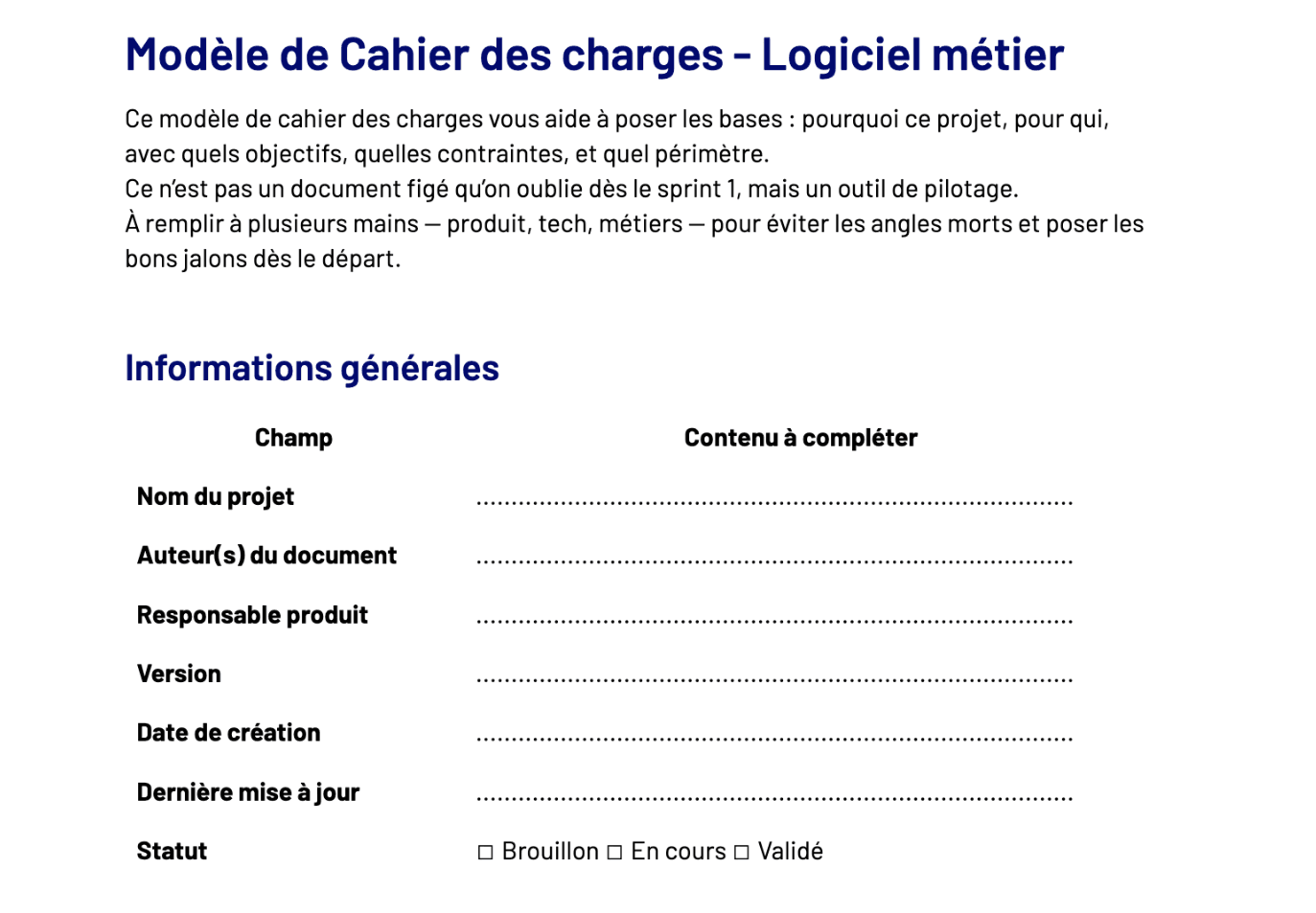 Modèle de Cahier des Charges pour la Création d'un Logiciel
